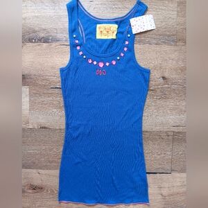NEW Free People Ribbed Rhinestone Tank Top Size Large